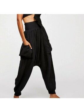 Free People | Gauze Harem Walk On Fire Pant Black Size MEDIUM